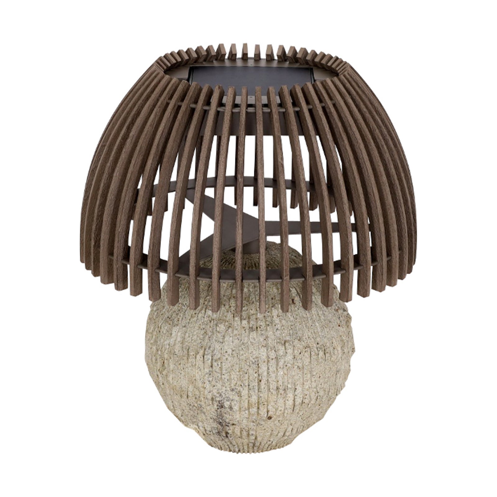 LED solcelle-bordlampe Alba granitt/teak dimbar IP66 detalj