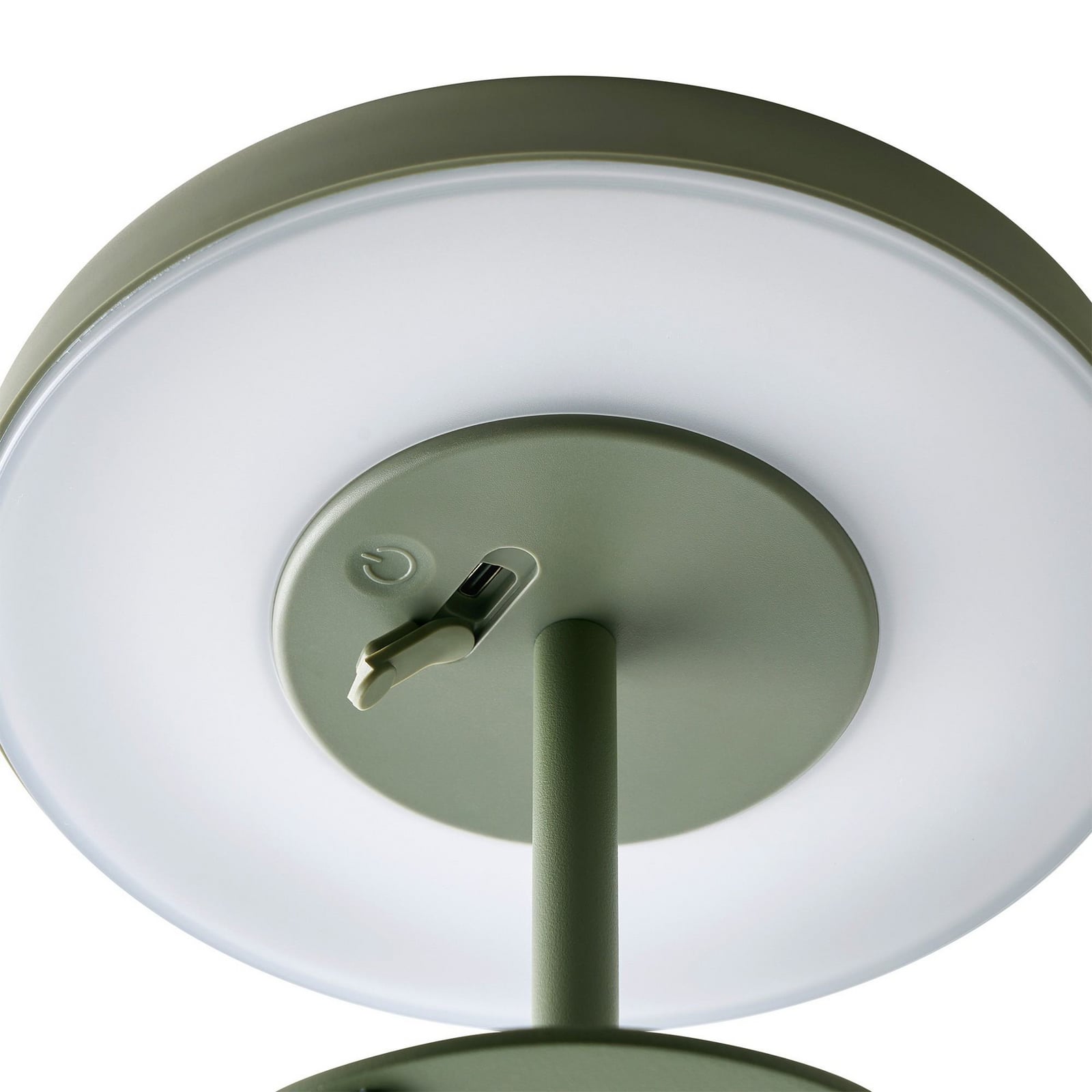 LED solcelle bordlampe Elmer grønn metall dimbar IP44 med USB-ladekabel