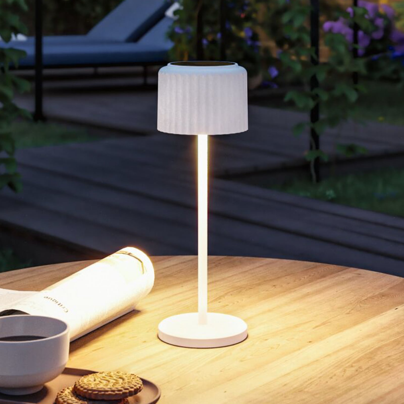 LED solcelle bordlampe Else dimbar hvit IP44 Ø10 cm Paulmann forfra