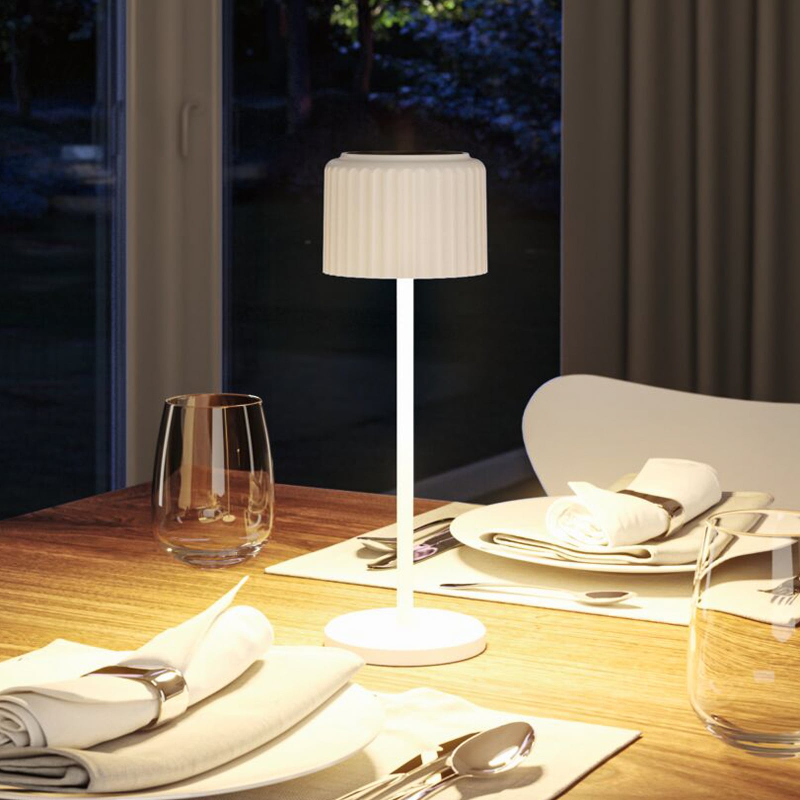 LED solcelle bordlampe Else dimbar hvit IP44 Ø10 cm Paulmann bakside