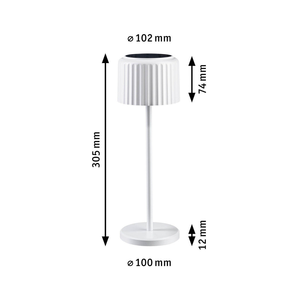 LED solcelle bordlampe Else dimbar hvit IP44 Ø10 cm Paulmann detalj touch-dimmer