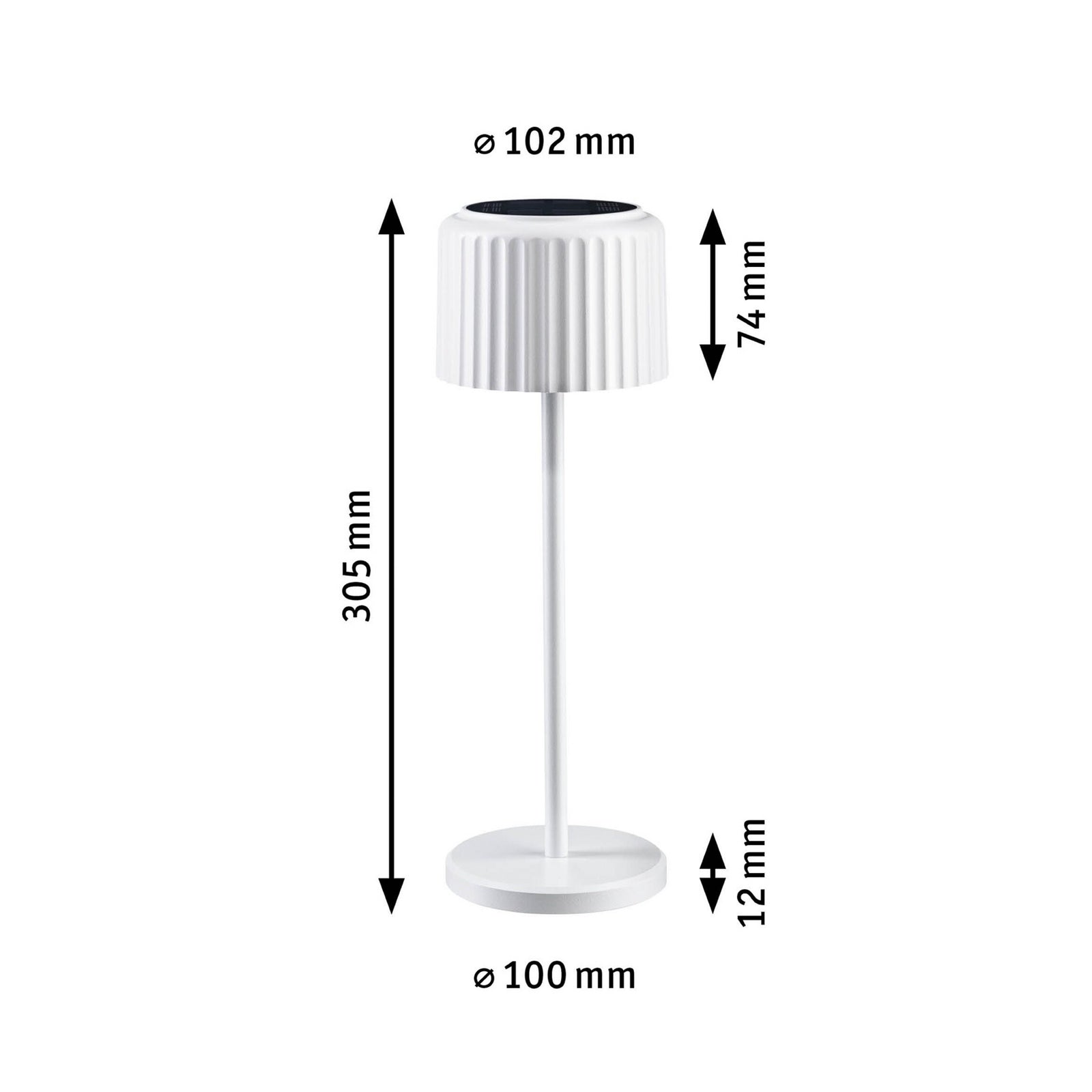 LED solcelle bordlampe Else dimbar hvit IP44 Ø10 cm Paulmann detalj touch-dimmer