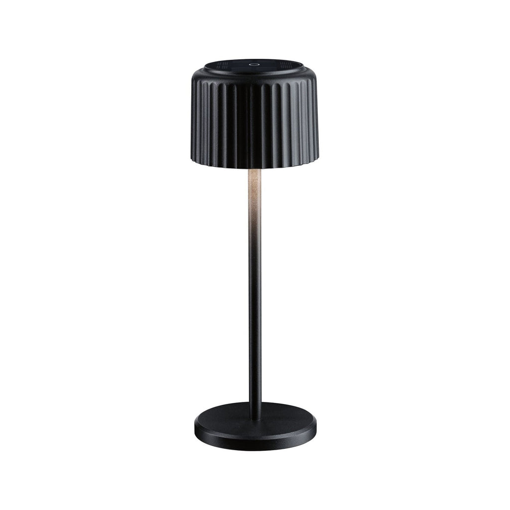 LED solcelle bordlampe Else dimbar svart IP44 nærbilde av lampehode