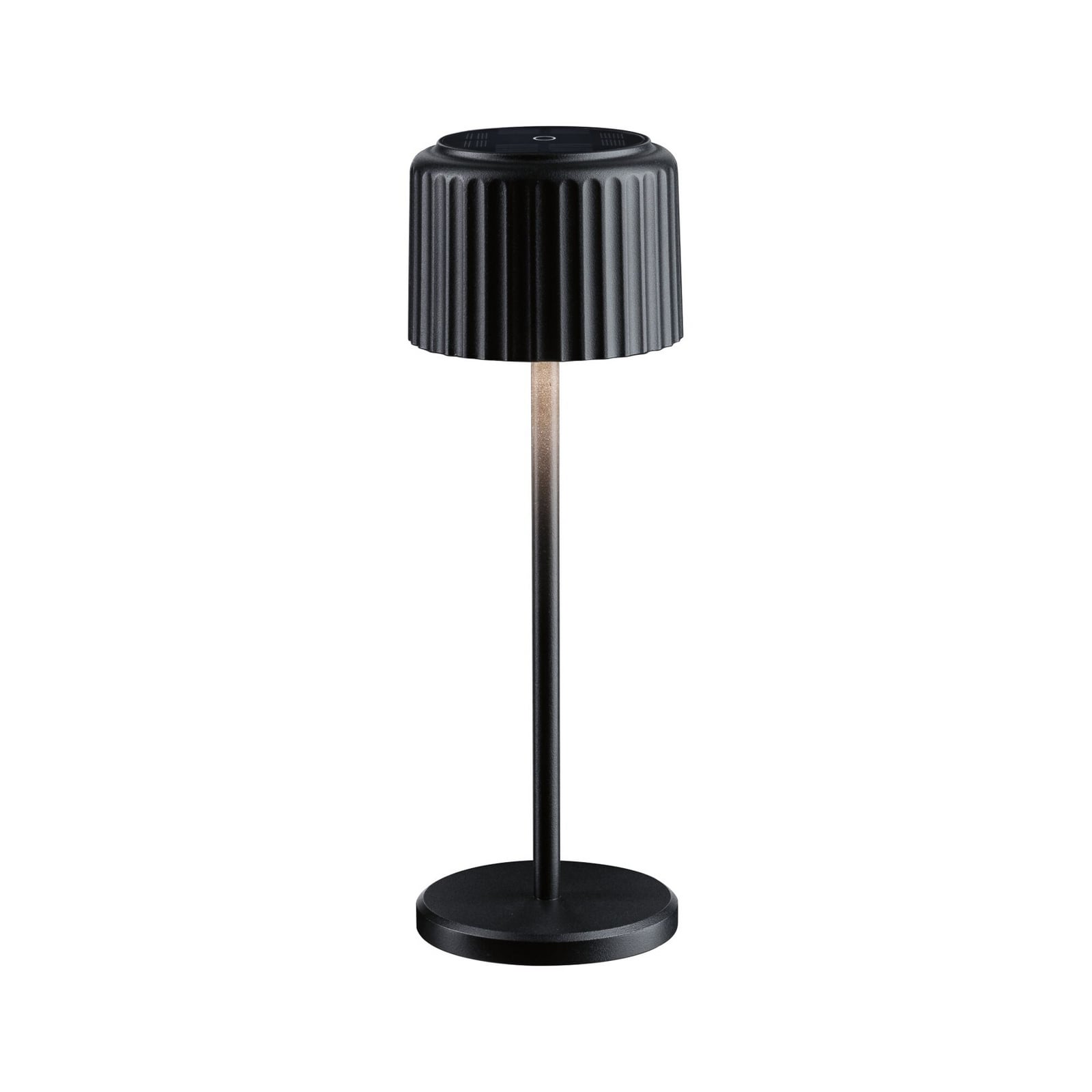LED solcelle bordlampe Else dimbar svart IP44 nærbilde av lampehode