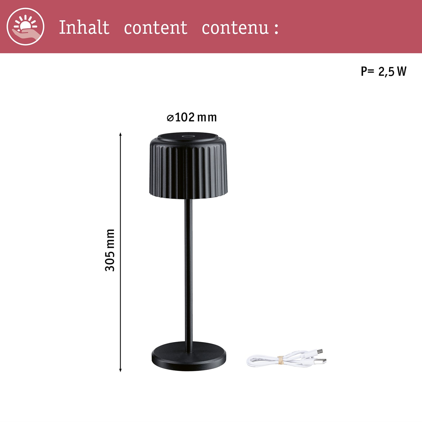 LED solcelle bordlampe Else dimbar svart IP44 materialdetalj aluminium