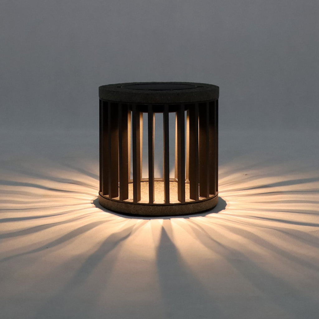 LED solcelle-bordlampe Halo aluminium/granitt grå IP66 montert ute