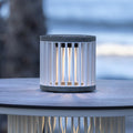 LED solcelle-bordlampe Halo aluminium/granitt hvit IP66 forfra