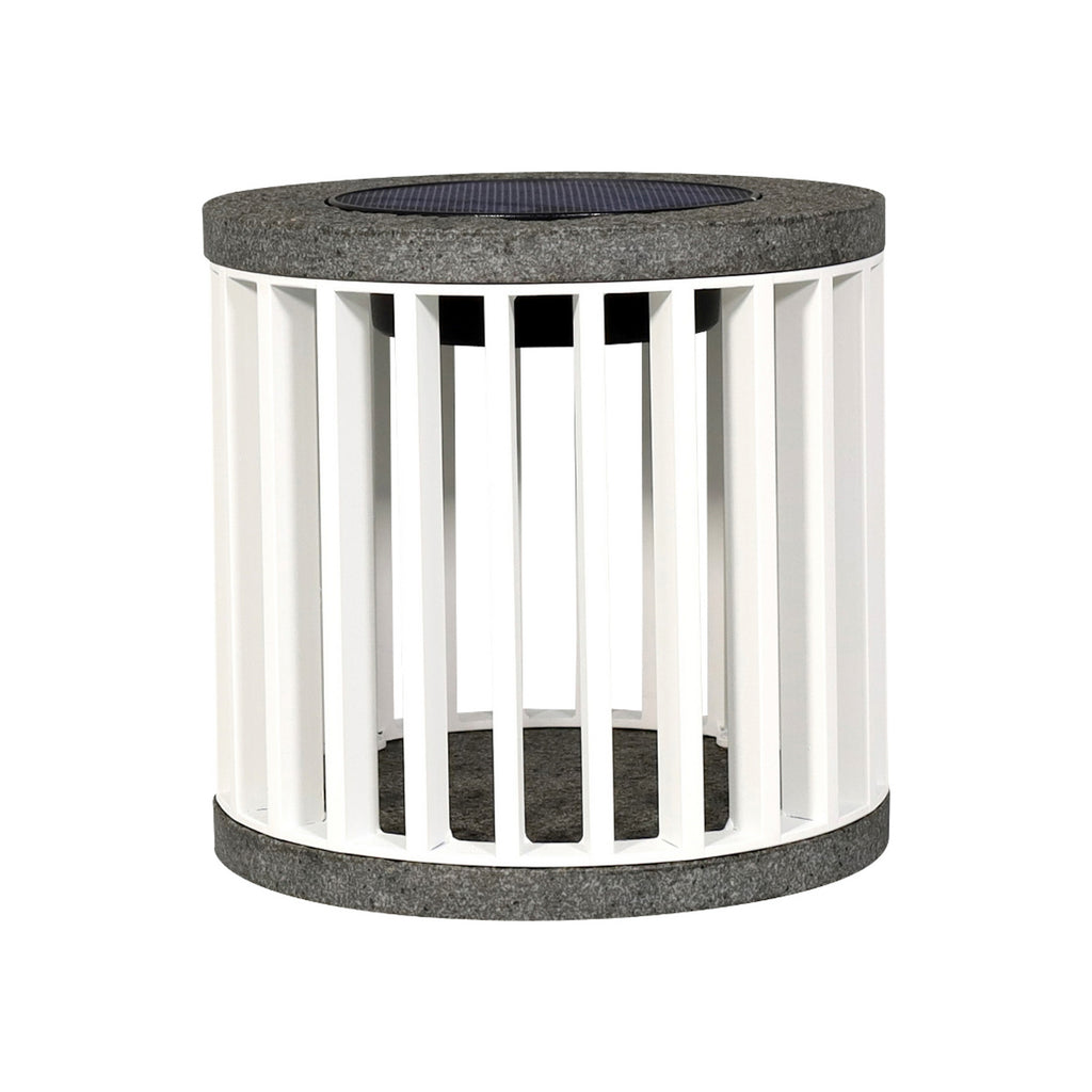 Montert LED solcelle-bordlampe Halo aluminium/granitt hvit IP66 i uteområde