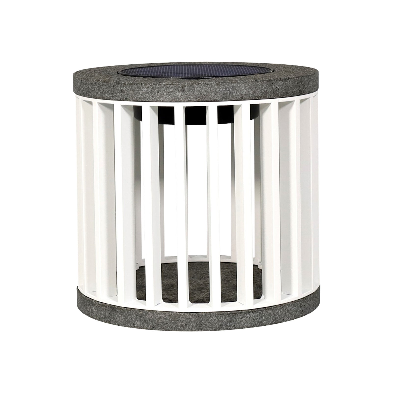 Montert LED solcelle-bordlampe Halo aluminium/granitt hvit IP66 i uteområde