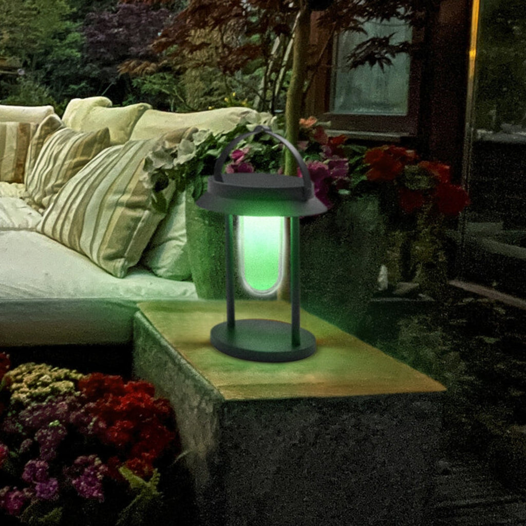 LED solcelle bordlampe lanterne svart RGB Ø20 cm LEDVANCE SMART+ forfra