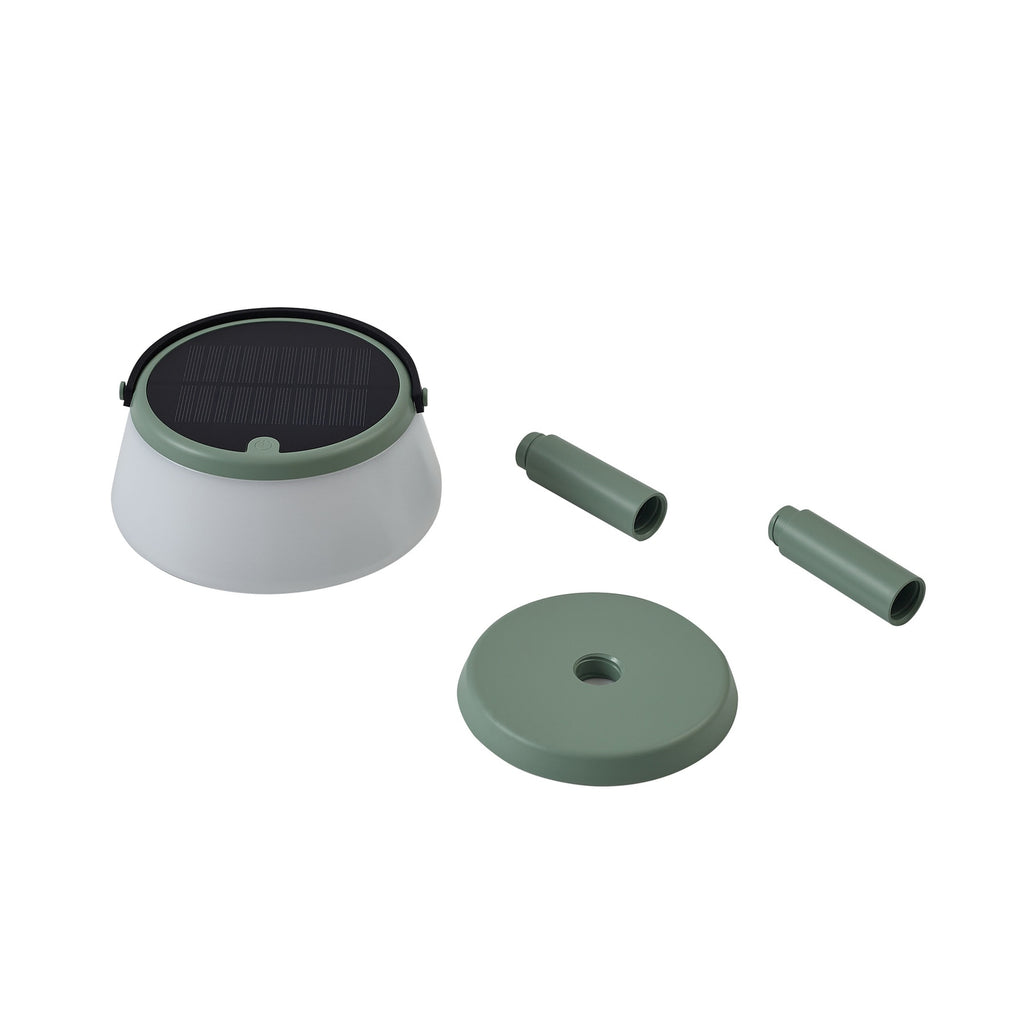 LED solcelle-bordlampe Mikkel grønn dimbar IP44 med fot for bordmontering