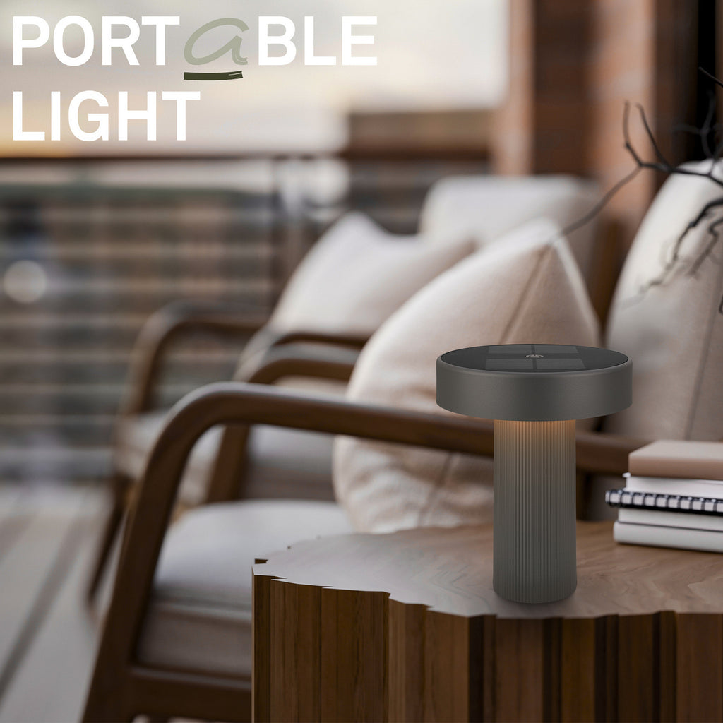 LED solcelle bordlampe Poga dimbar antrasitt plast IP44 - Briloner