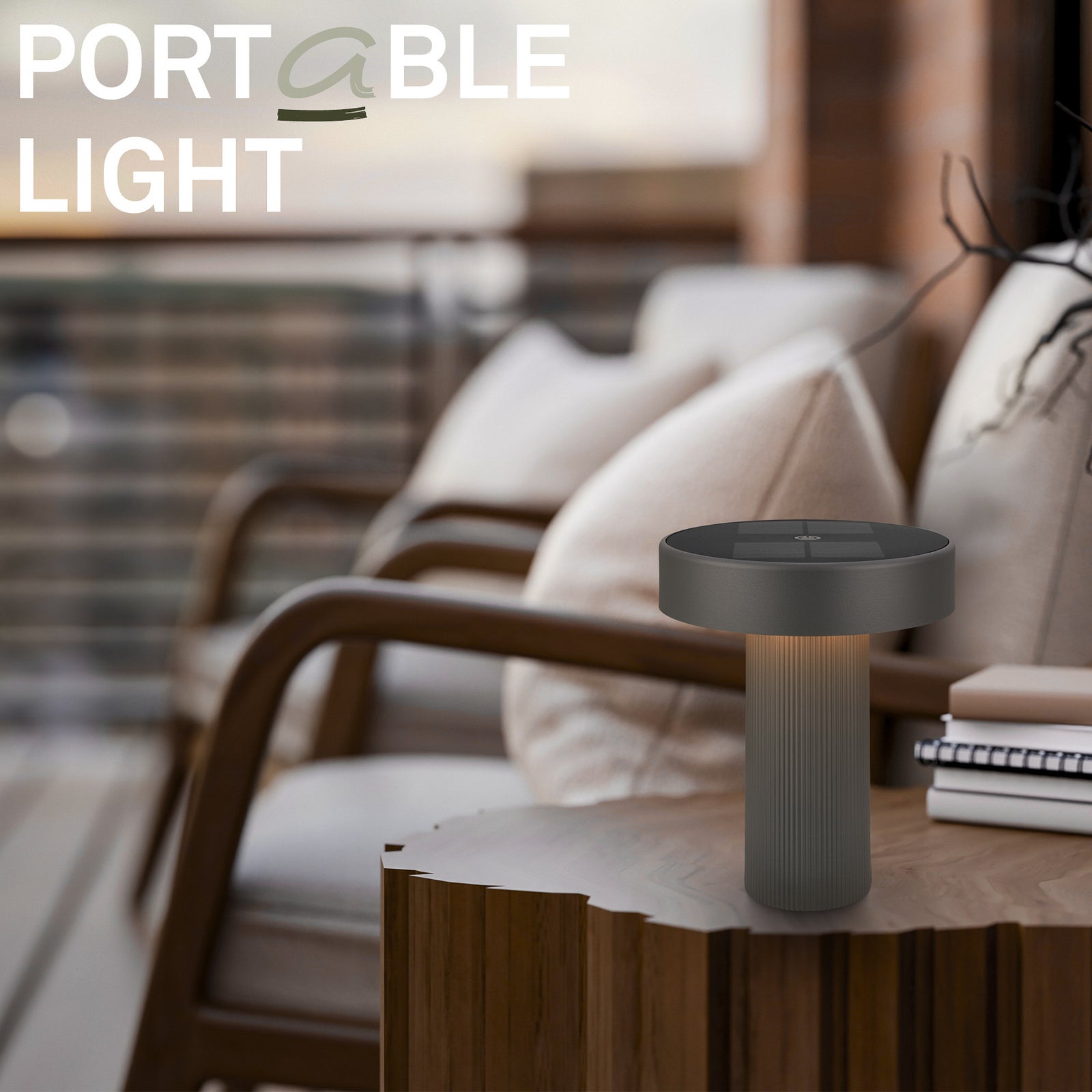 LED solcelle bordlampe Poga dimbar antrasitt plast IP44 - Briloner