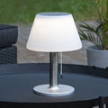LED solcelle-bordlampe Solia hvit/grå dimbar IP44 forfra
