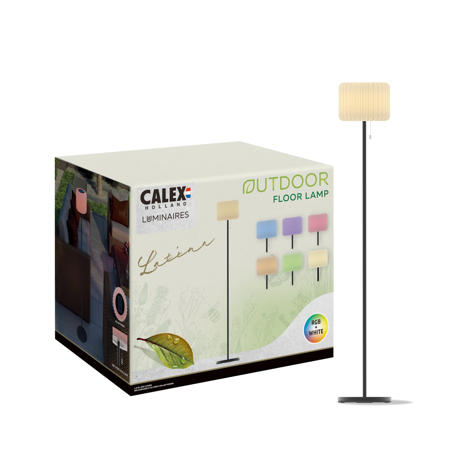 LED solcelle gulvlampe dimbar RGB IP44 150 cm - Calex detalj av skjerm