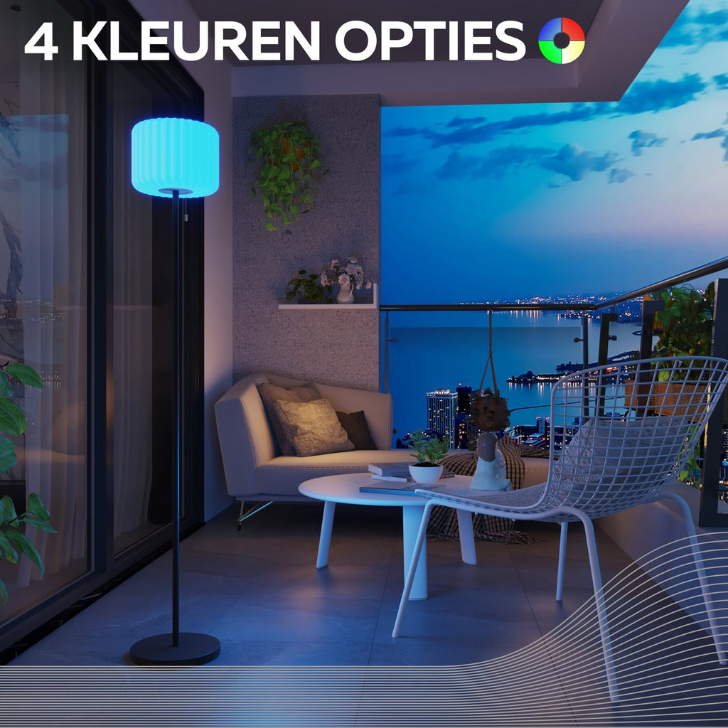LED solcelle gulvlampe dimbar RGB IP44 150 cm - Calex nærbilde av solarmodul