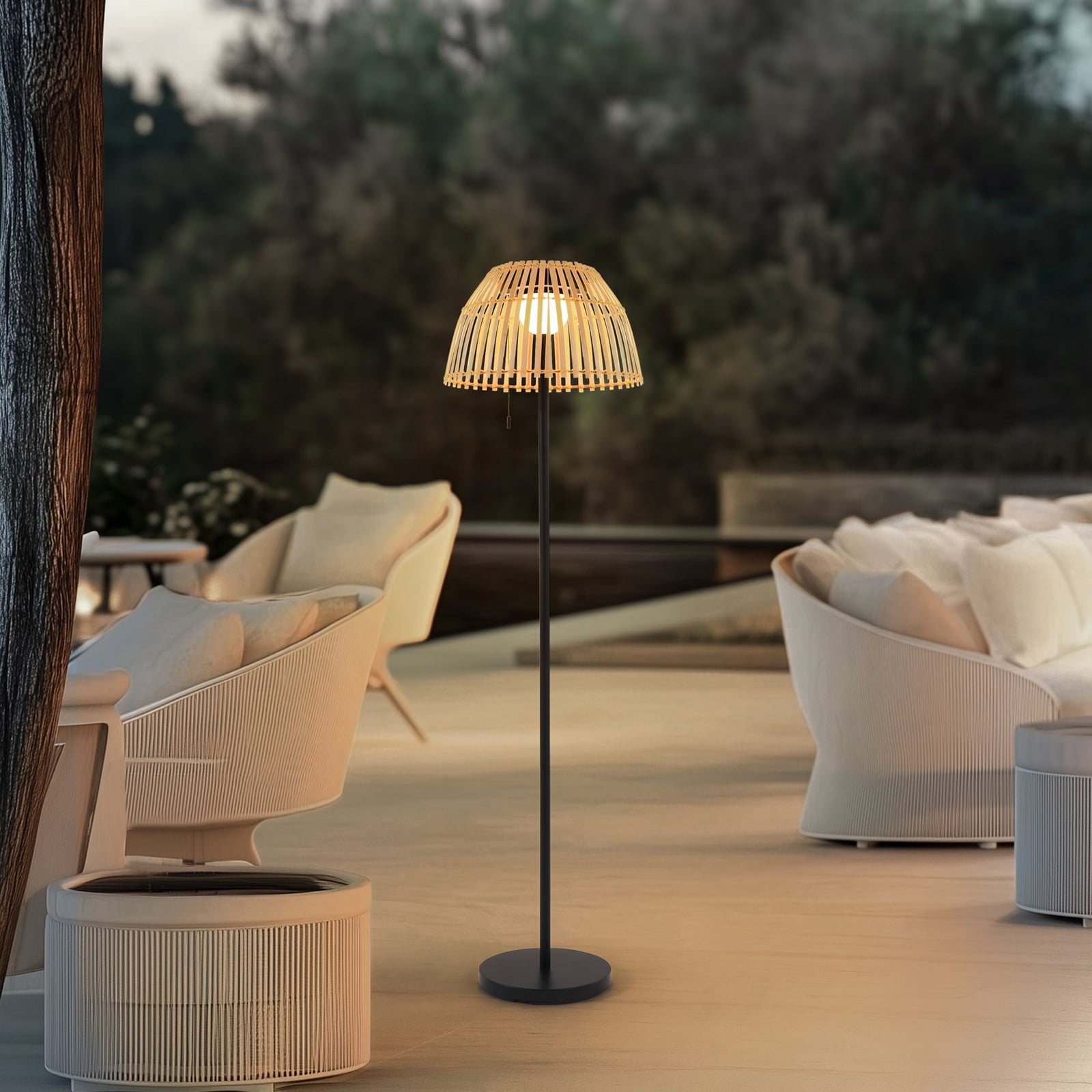 LED solcelle-gulvlampe Eligio bambus bakside