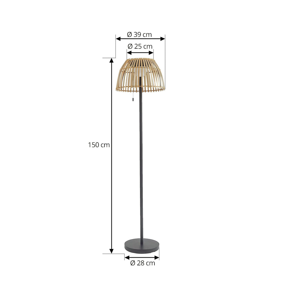 LED solcelle-gulvlampe Eligio bambus detalj av bambusmateriale