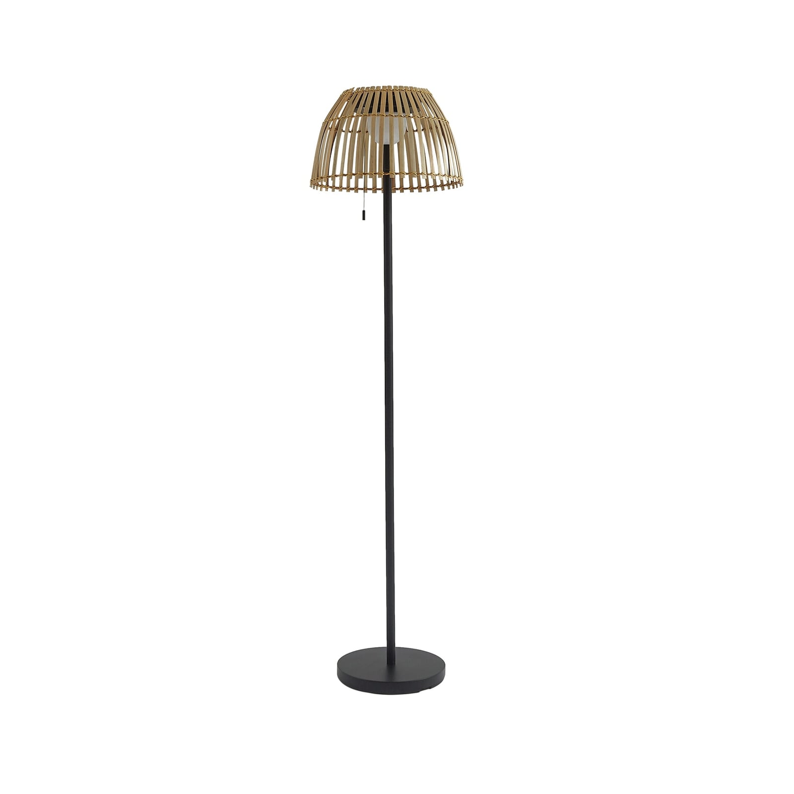 LED solcelle-gulvlampe Eligio bambus nærbilde av LED-lys