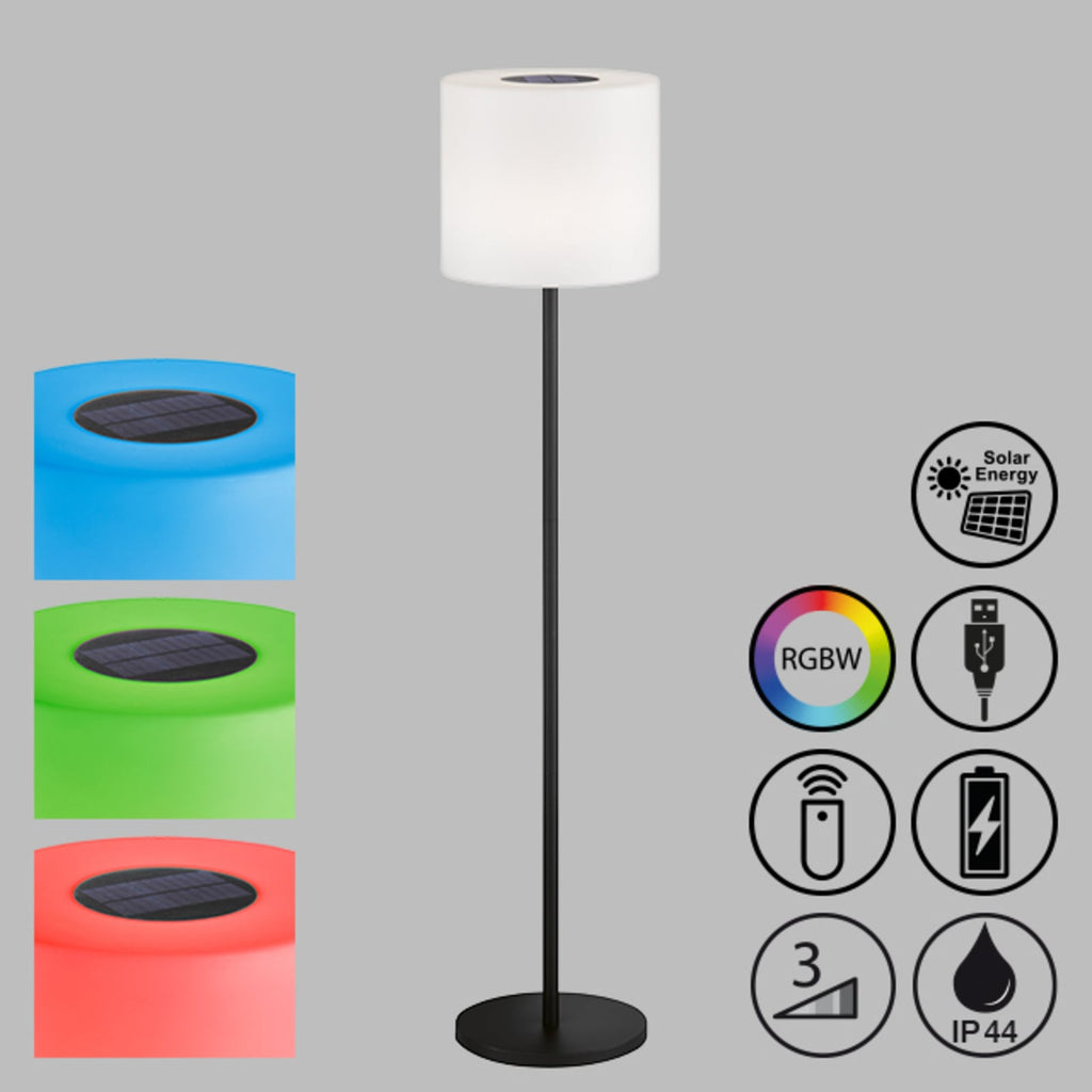 LED solcelle gulvlampe Mina dimbar svart/hvit IP44 RGB nærbilde