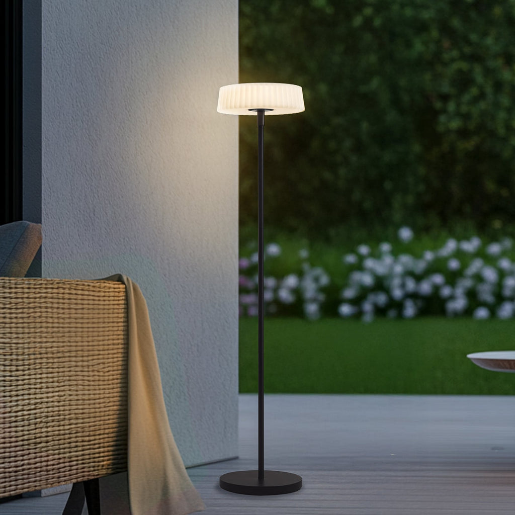 LED solcelle-gulvlampe Samine dimbar svart IP54 bakside