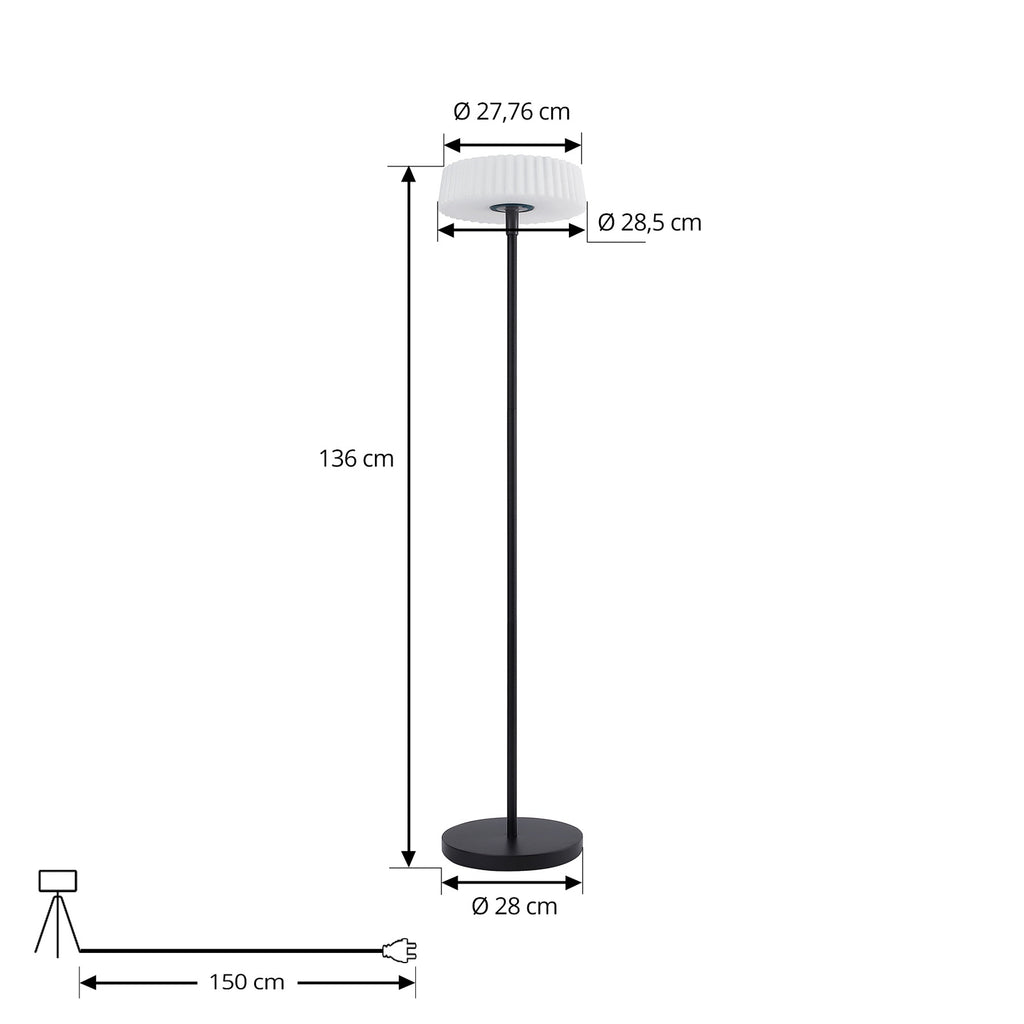 LED solcelle-gulvlampe Samine dimbar svart IP54 nærbilde av dimmer