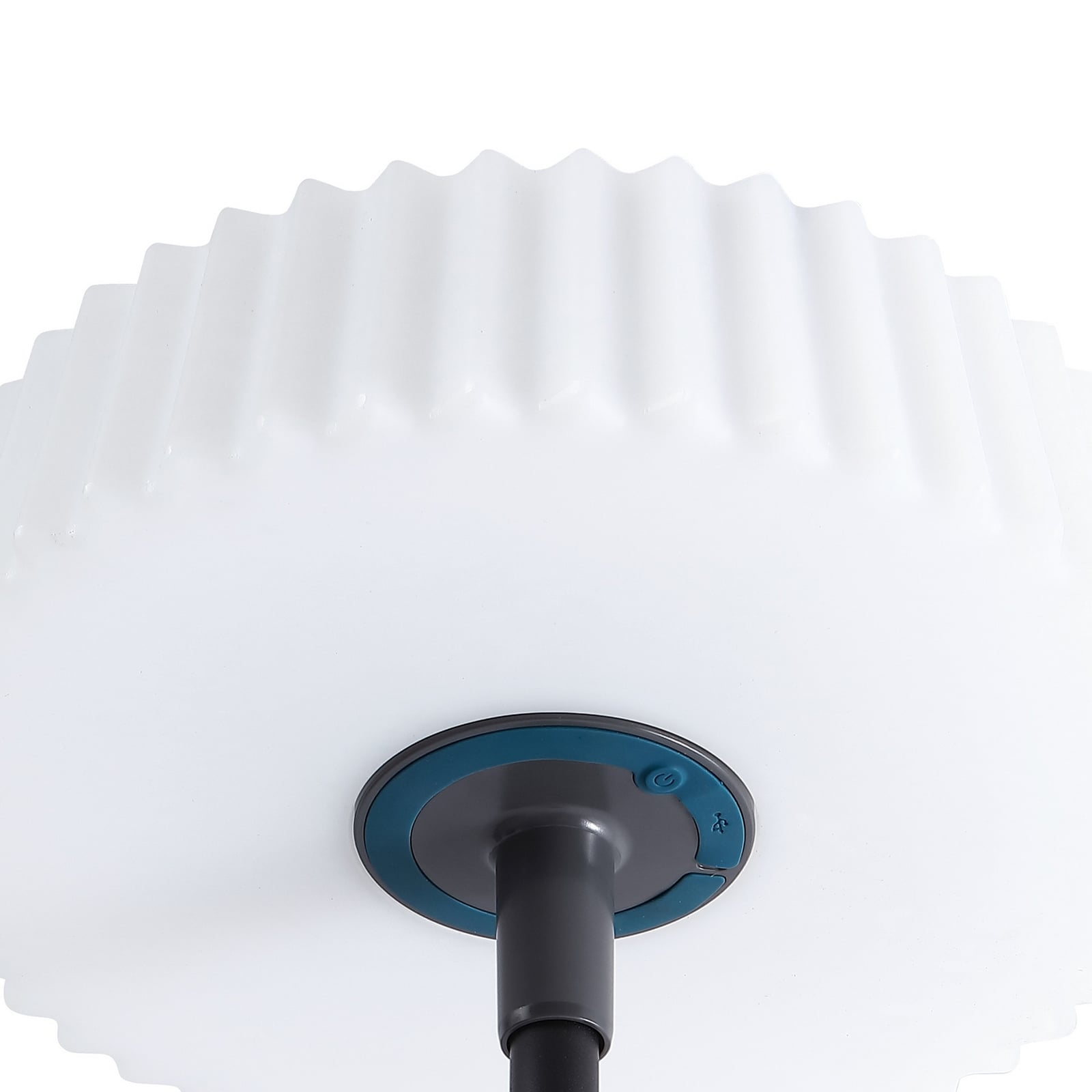 LED solcelle-gulvlampe Samine dimbar svart IP54 USB-kabel detalj
