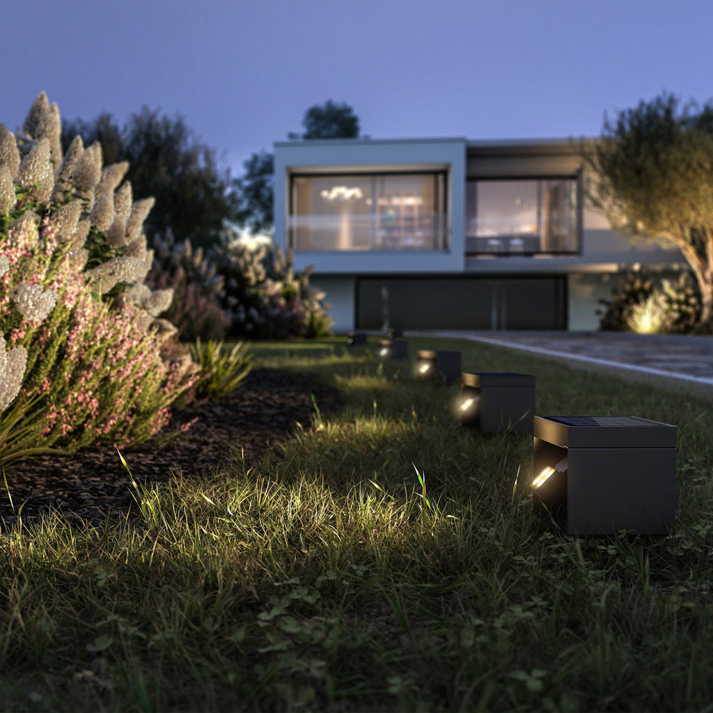 LED solcelle hagespot Alea antrasitt aluminium detalj
