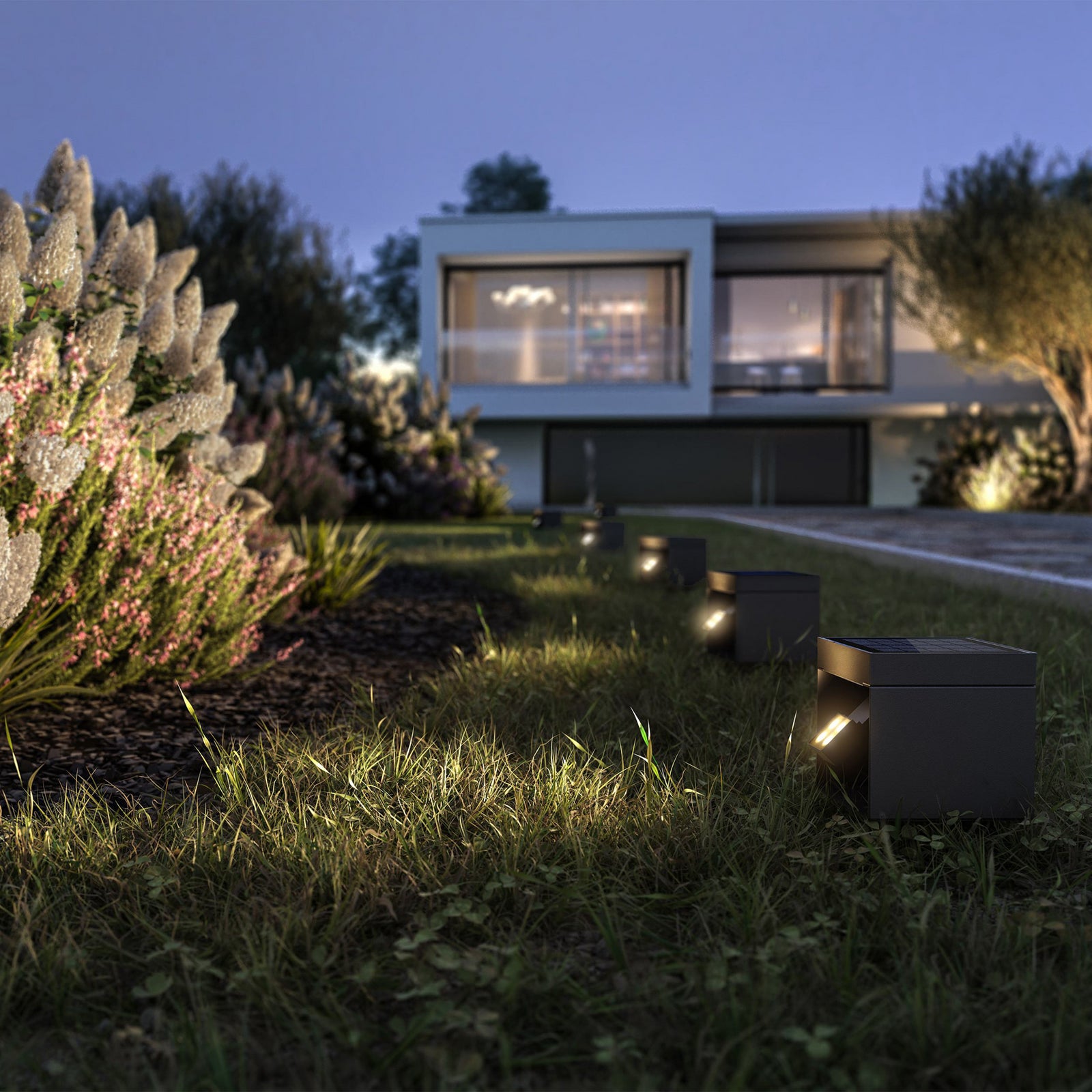 LED solcelle hagespot Alea antrasitt aluminium detalj
