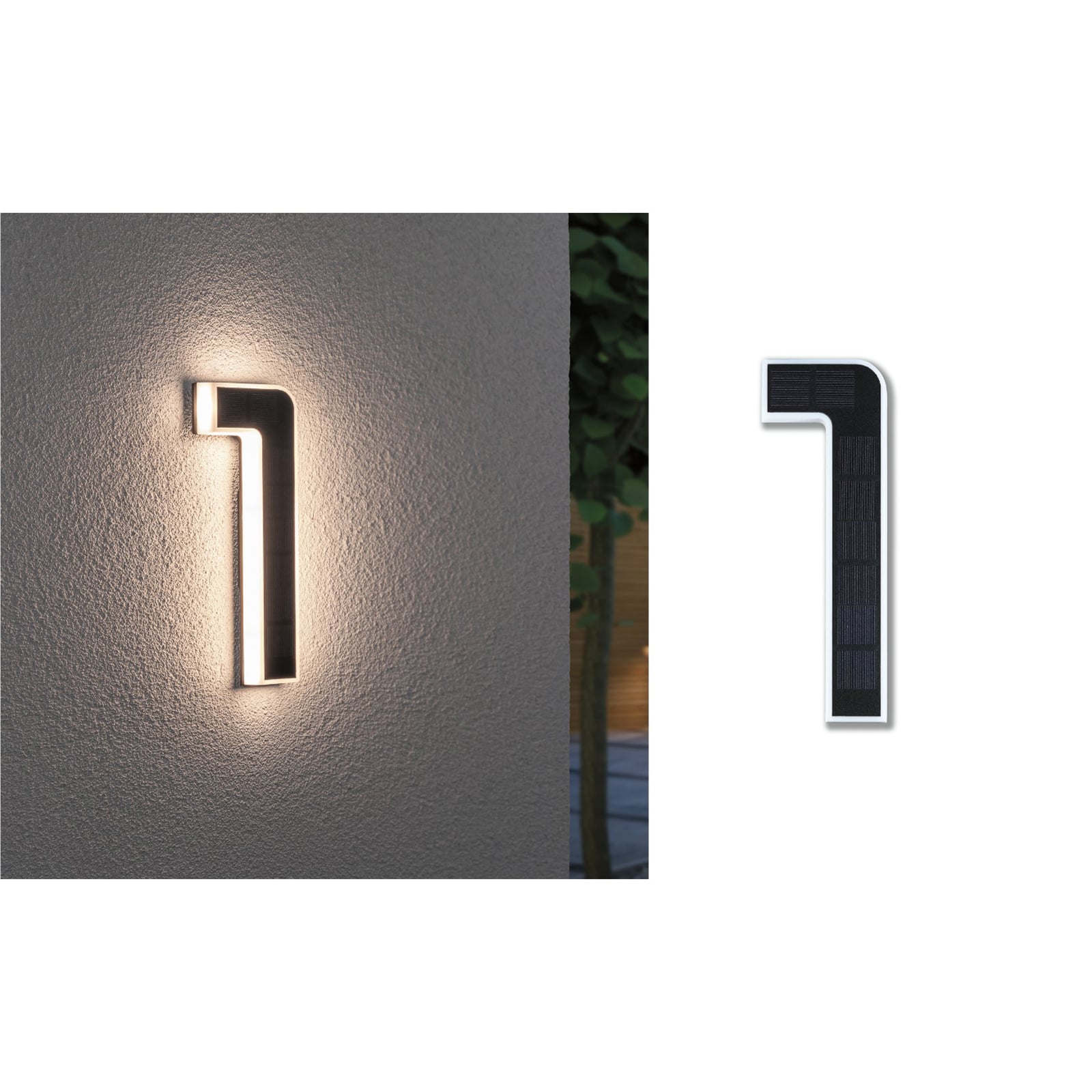 LED solcelle-husnummer 1 svart plast IP44 - Paulmann forfra