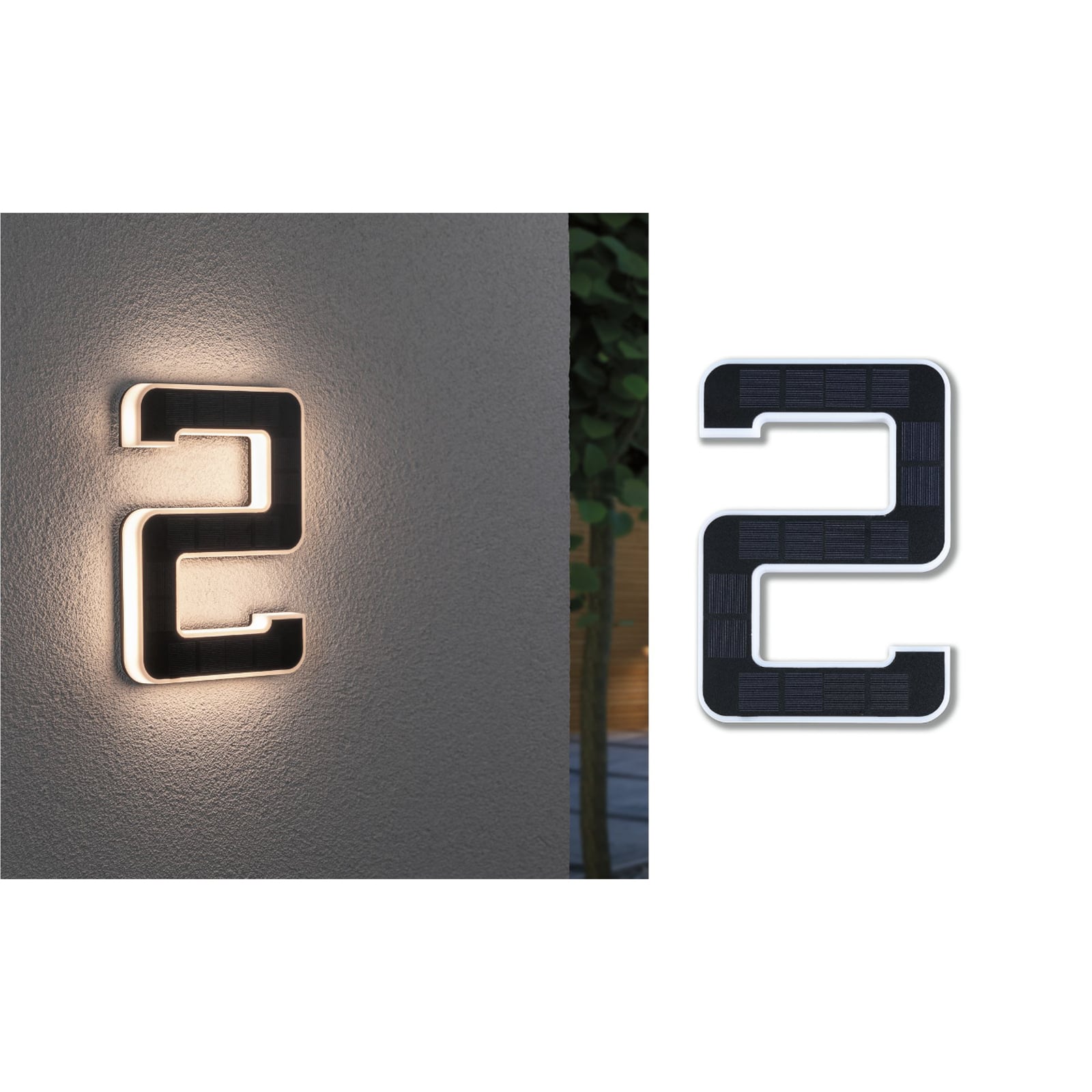 LED solcelle-husnummer 2 svart plast Paulmann forfra