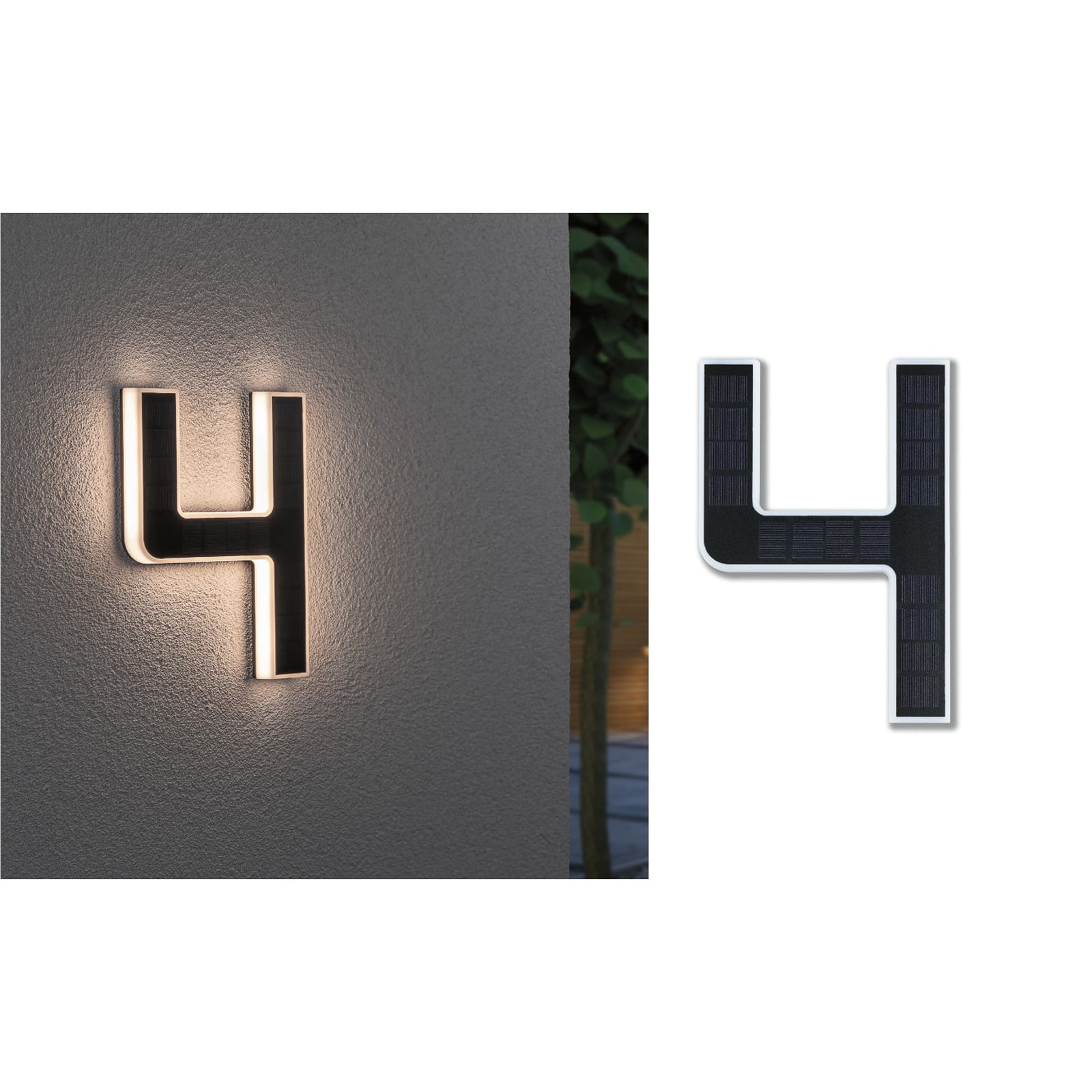 LED solcelle-husnummer 4 svart plast IP44 Paulmann forfra