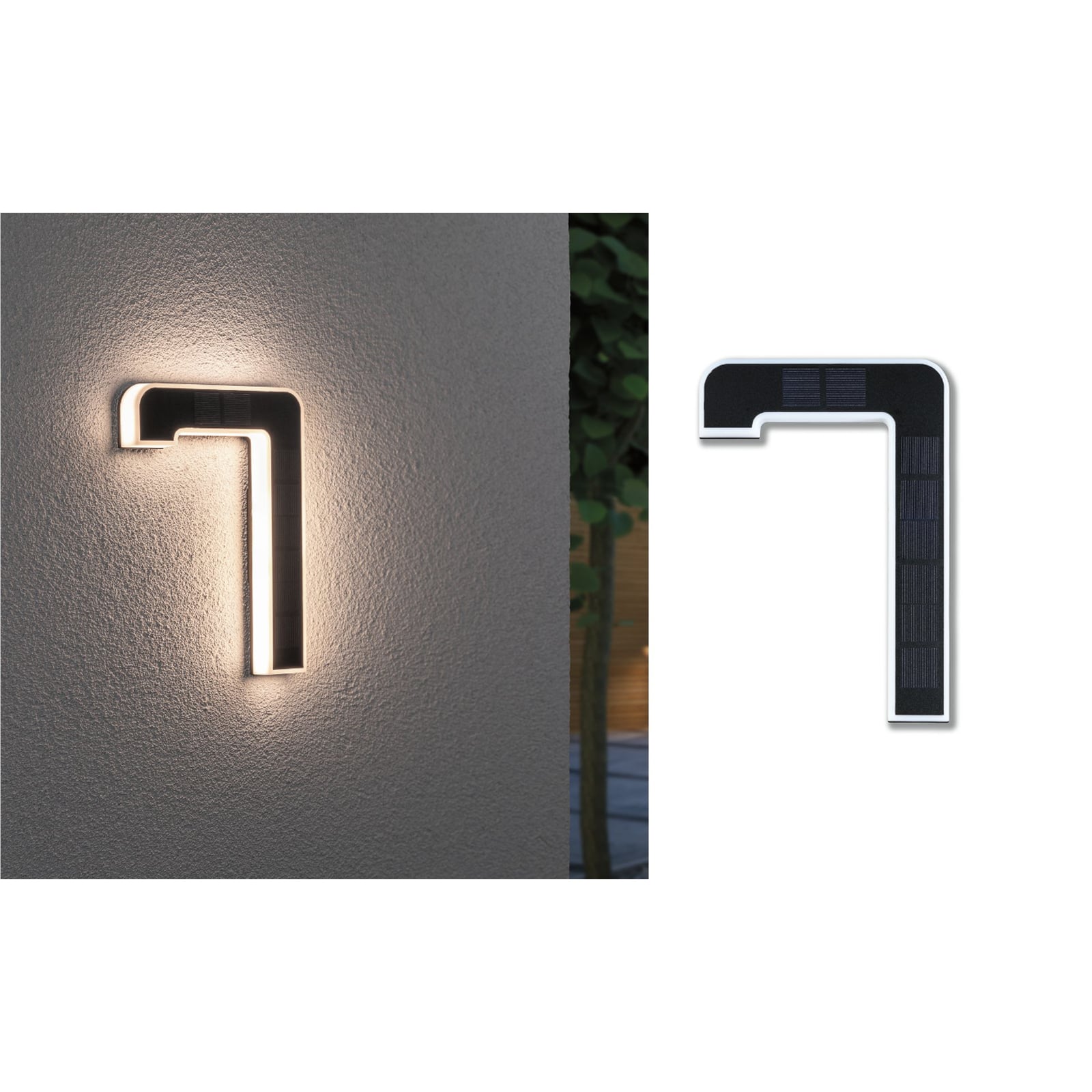 LED solcelle-husnummer 7 svart plast IP44 - Paulmann forside