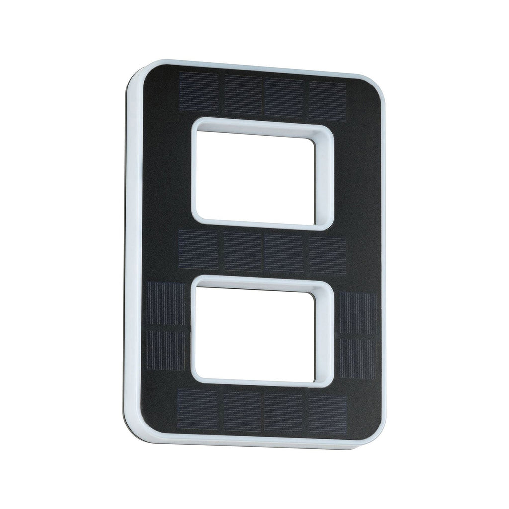 LED solcelle-husnummer 8 svart plast IP44 varmhvit bakside