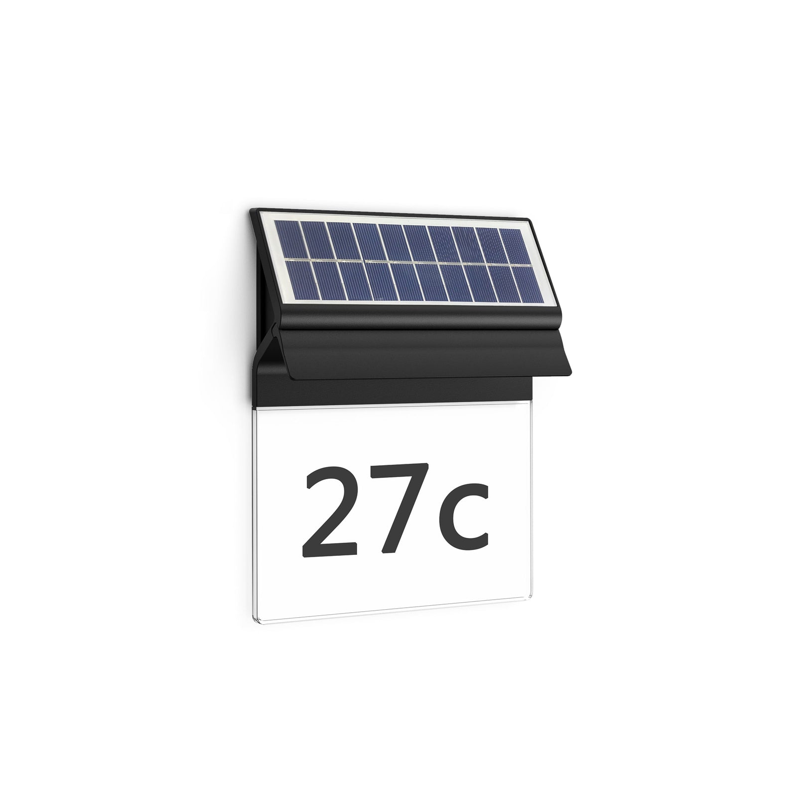 LED solcelle husnummerbelysning Enkara svart IP44 varmhvit forside