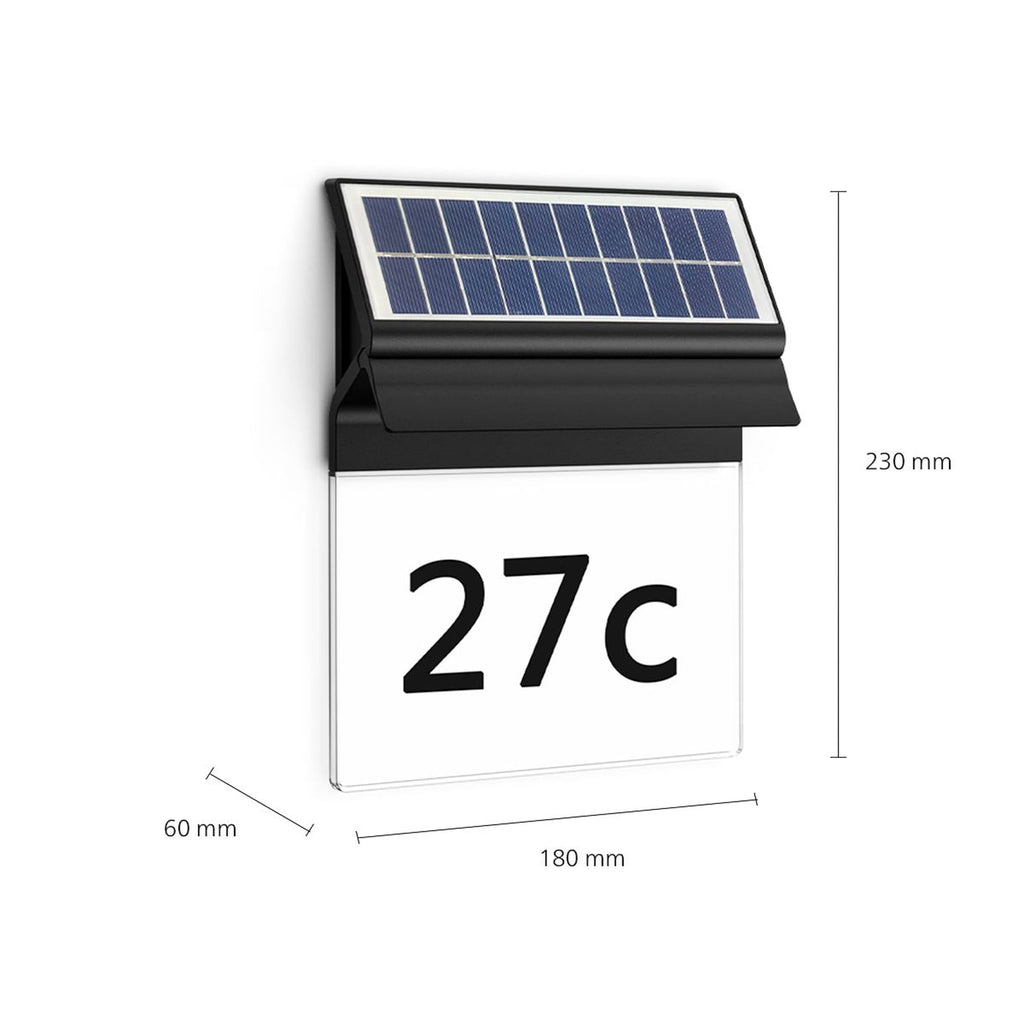 LED solcelle husnummerbelysning Enkara svart IP44 varmhvit bakside