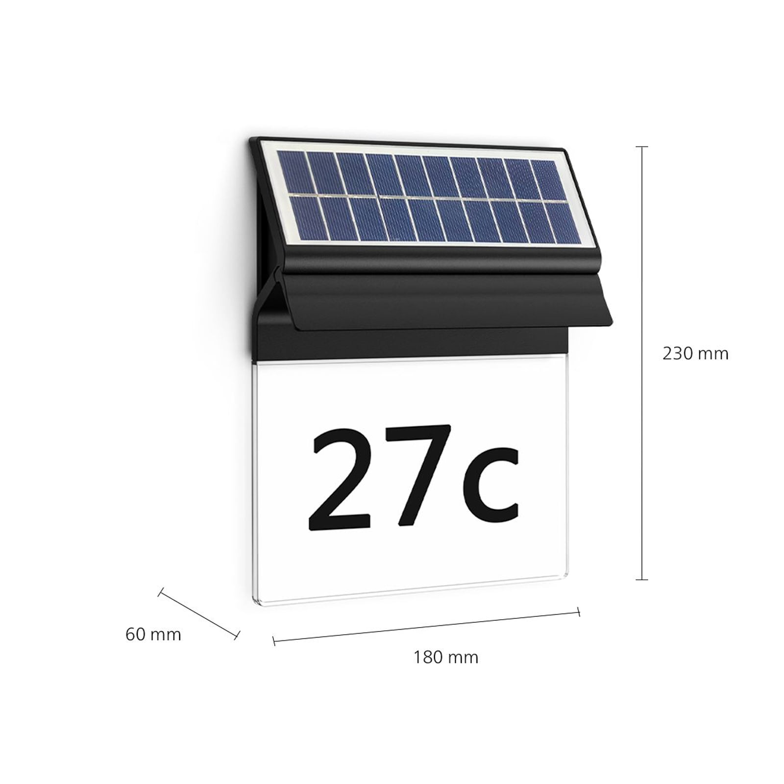 LED solcelle husnummerbelysning Enkara svart IP44 varmhvit bakside