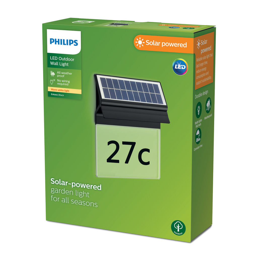 LED solcelle husnummerbelysning Enkara svart IP44 varmhvit detalj