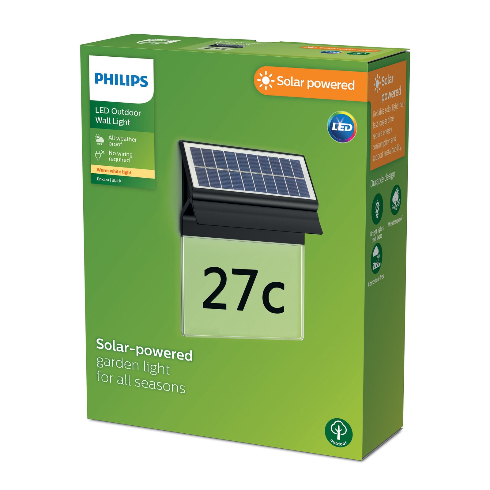 LED solcelle husnummerbelysning Enkara svart IP44 varmhvit detalj
