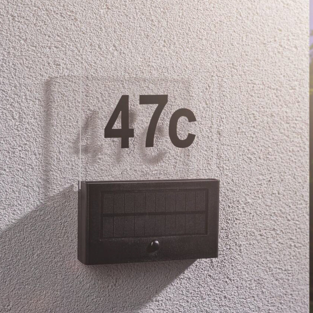 LED solcelle husnummerbelysning Neda antrasitt IP44 bakside