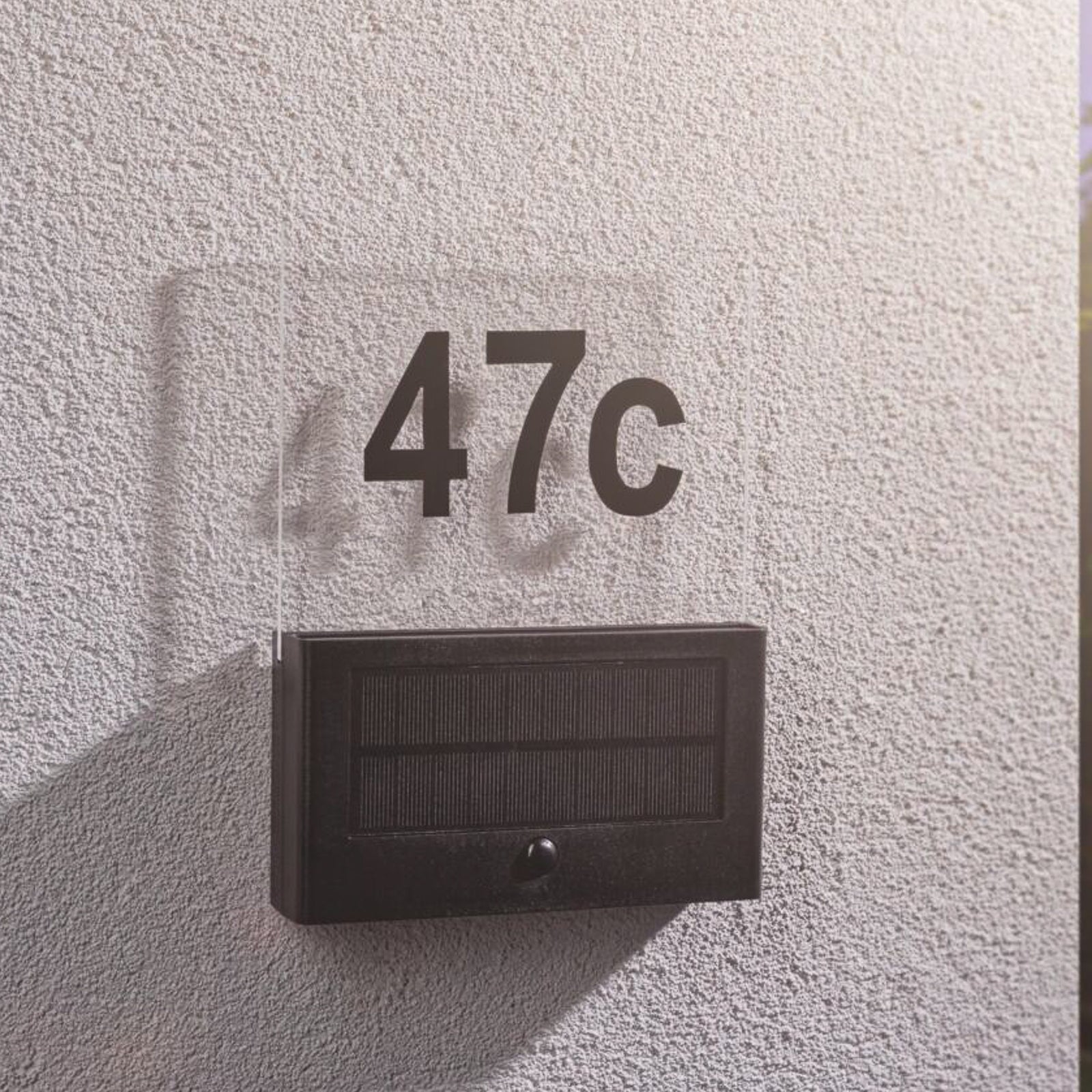 LED solcelle husnummerbelysning Neda antrasitt IP44 bakside