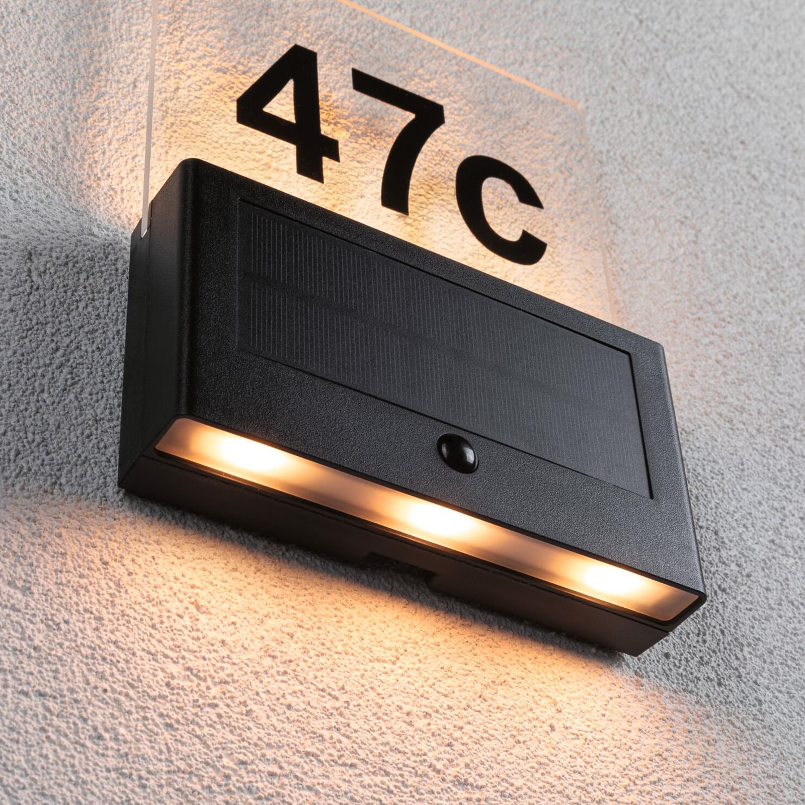 LED solcelle husnummerbelysning Neda antrasitt IP44 montert