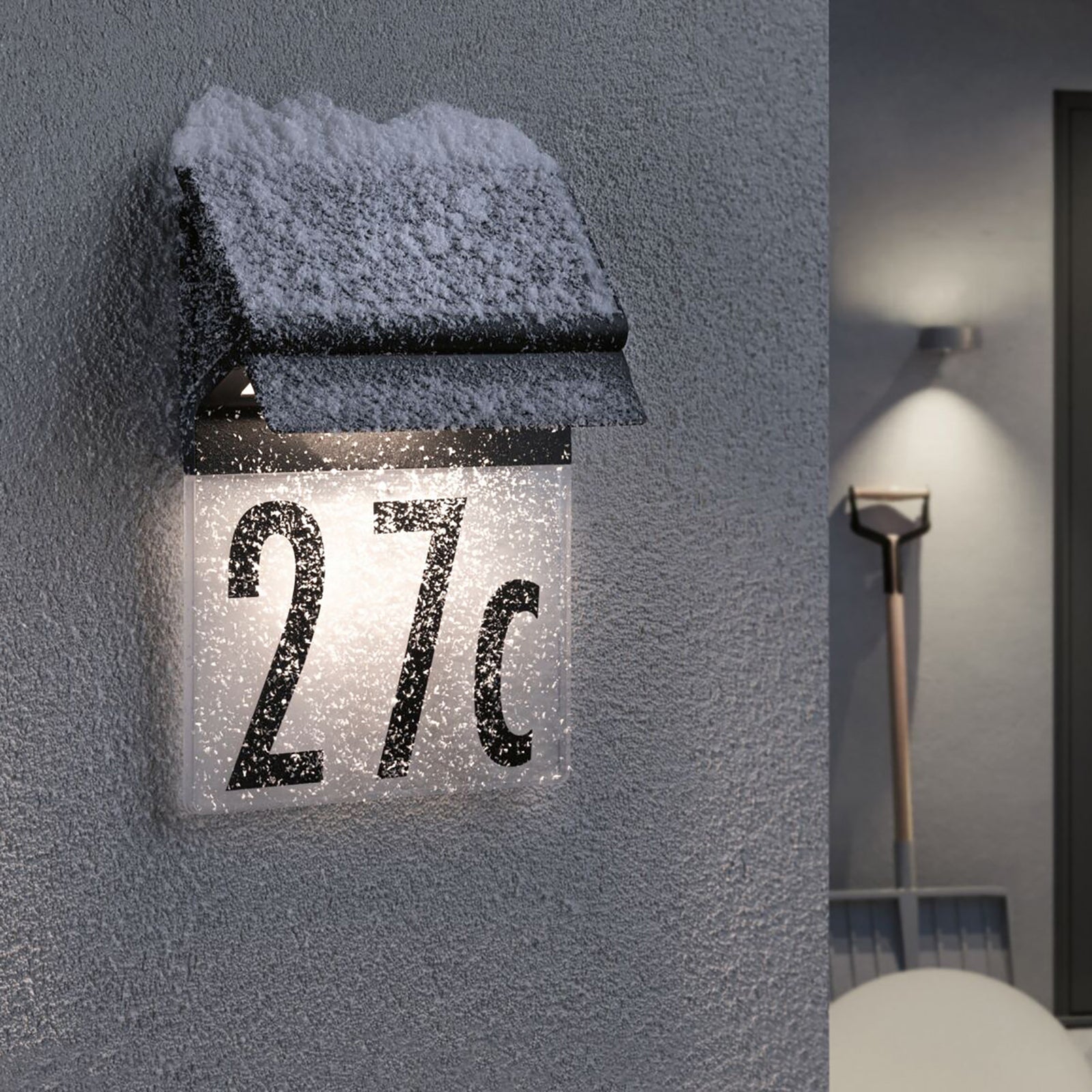 LED solcelle-husnummerbelysning Neda svart IP44 detalj av lys