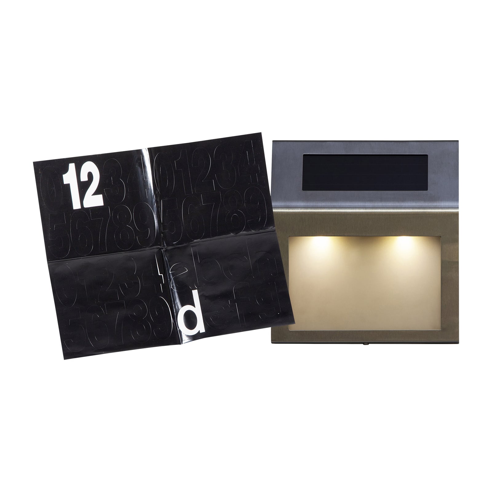 LED solcelle-husnummerbelysning Wally IP44 varmhvit med AA NiMH batteri