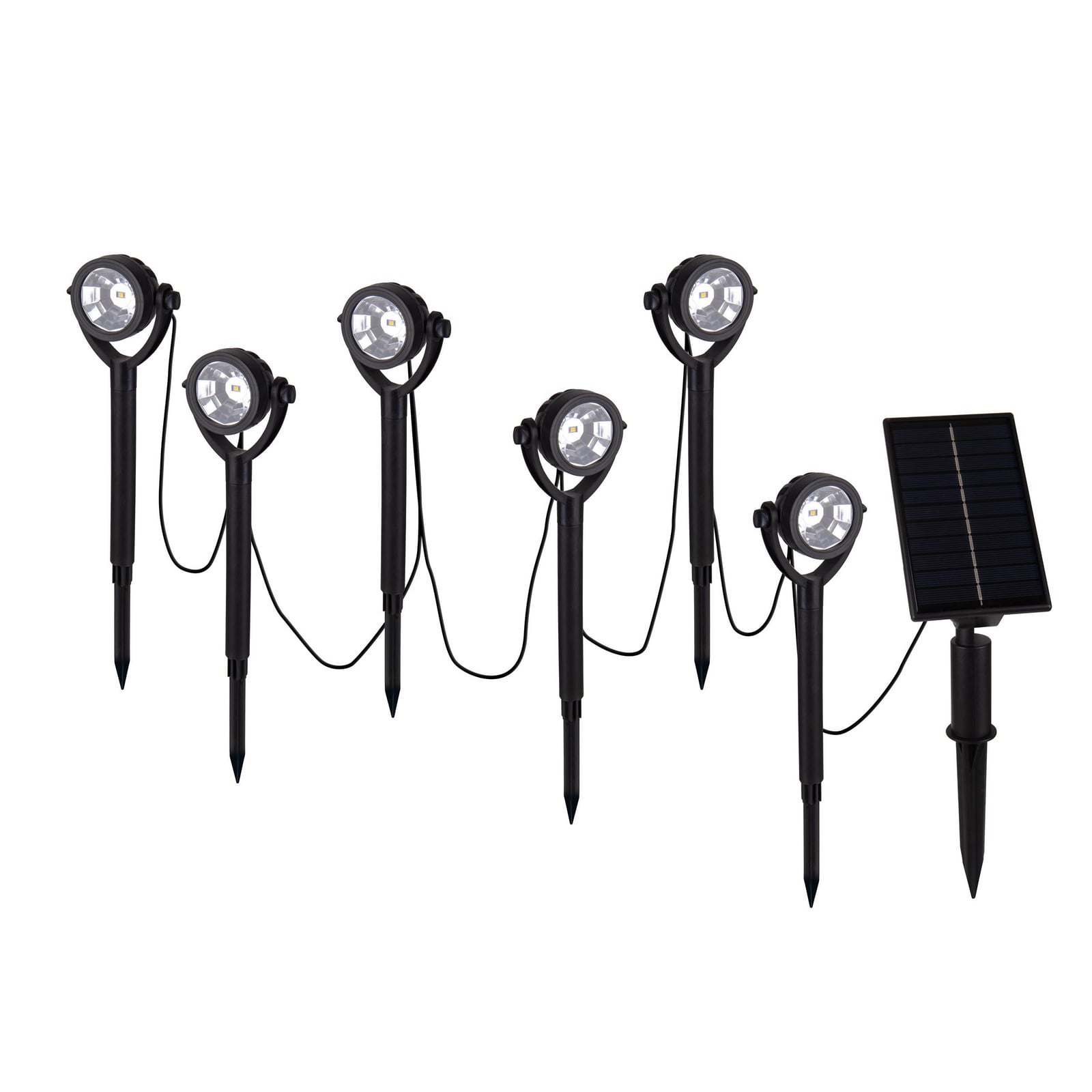 LED solcelle jordspyd-spot NOMI 6-pack svart IP44 bakside