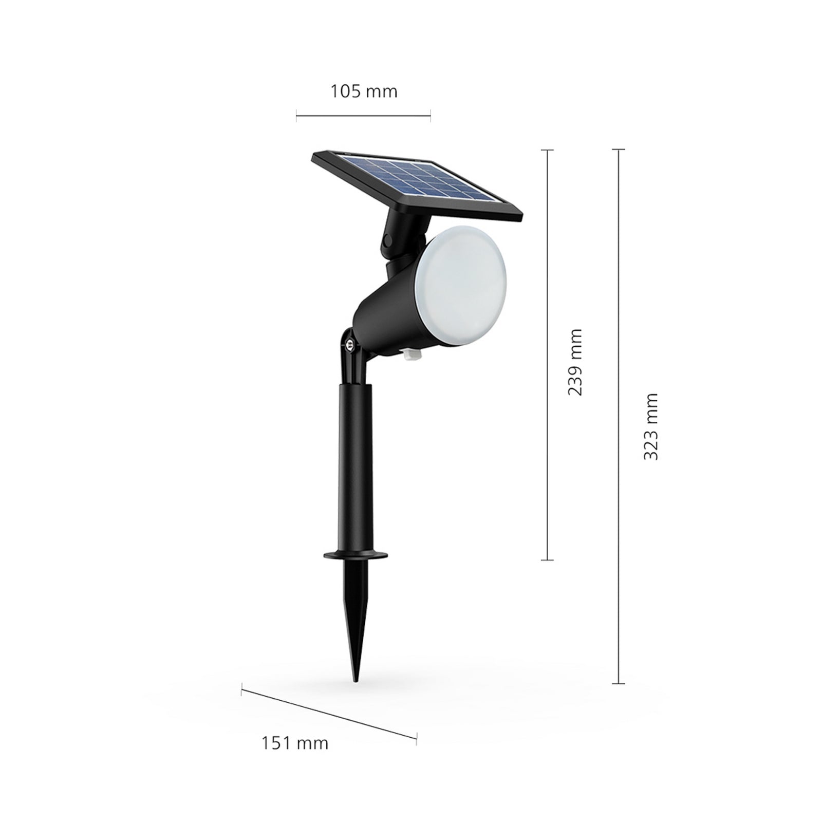 LED solcelle jordspydlampe Jivix svart montert i hage