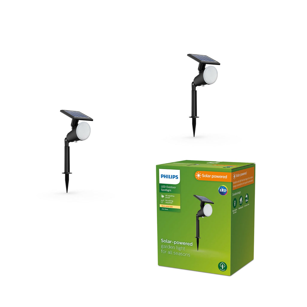 LED solcelle jordspydlampe Jivix svart nærbilde av LED-lys