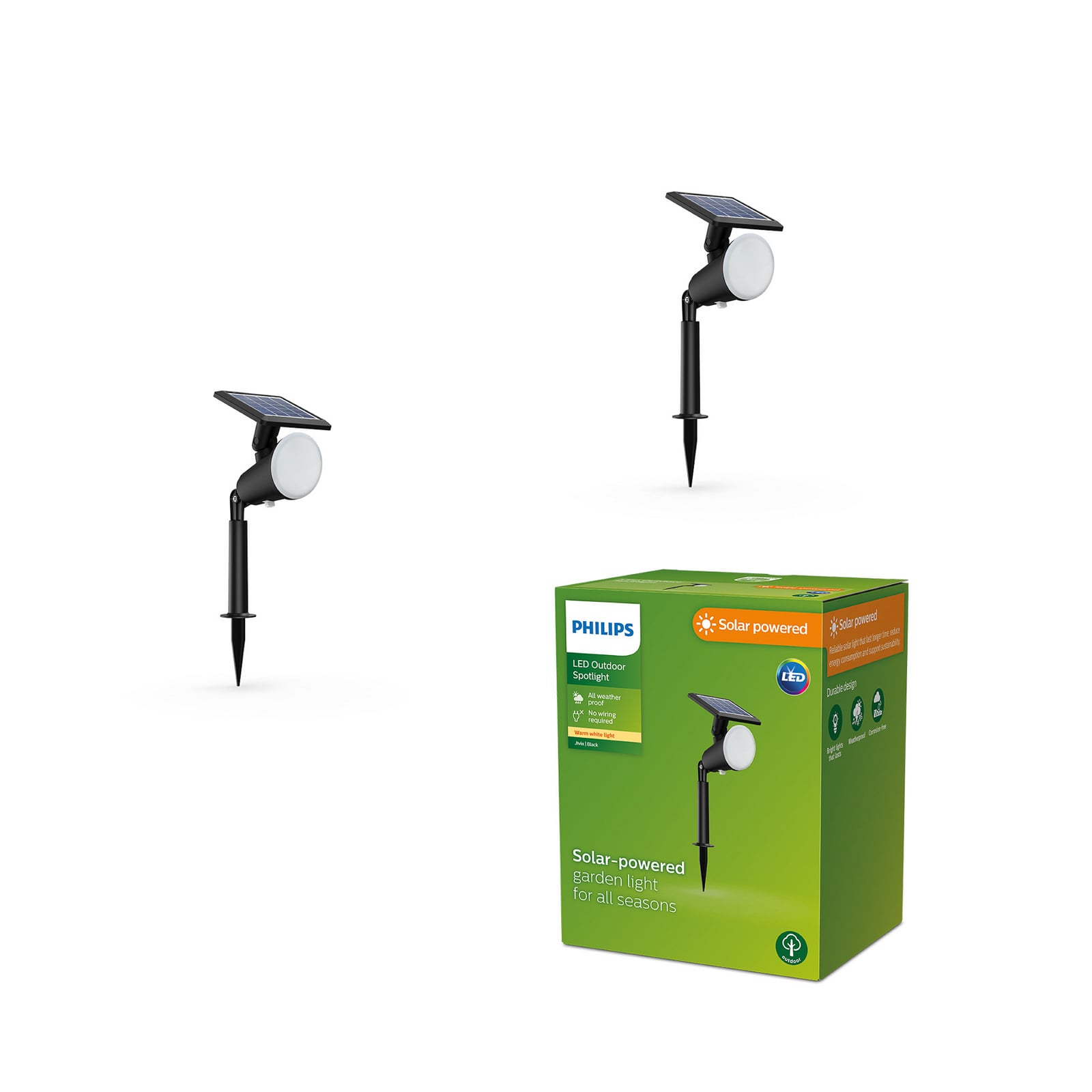 LED solcelle jordspydlampe Jivix svart nærbilde av LED-lys