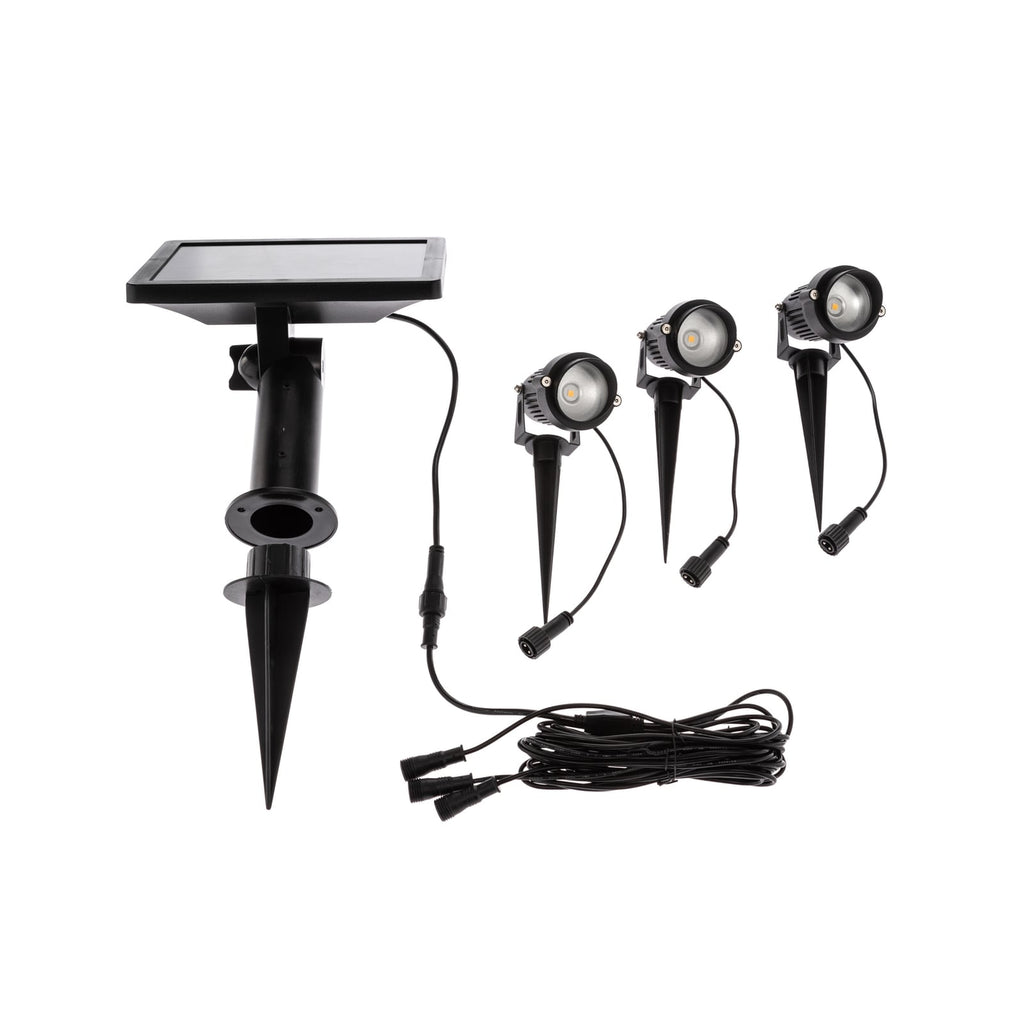 LED solcelle jordspydlampe Malida 3-sett svart aluminium detalj av lampe