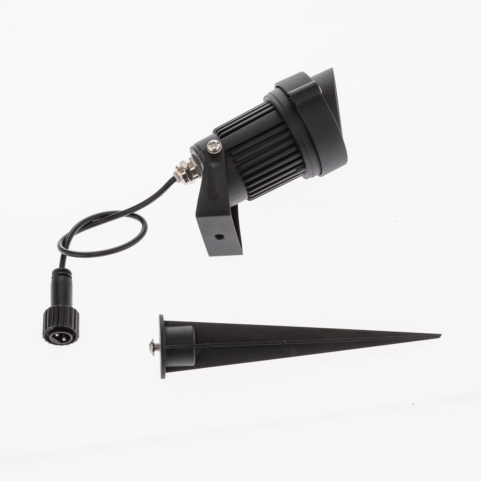LED solcelle jordspydlampe Malida 3-sett svart aluminium lys i mørket